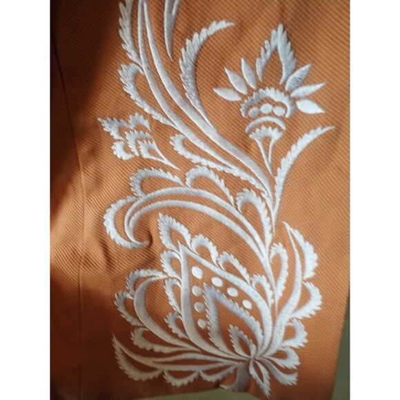 Bob Mackie Southwestern Orange Embroidered Medium Textured Blazer Art - Picture 7 of 10